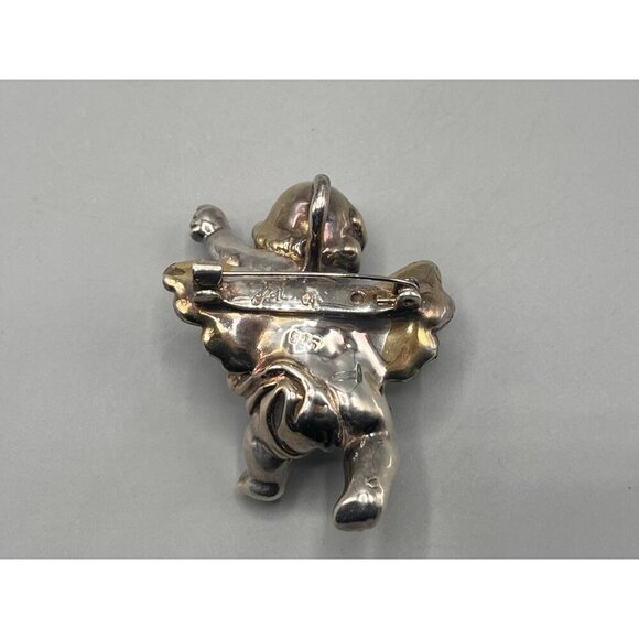 Sterling Silver Winged Cherub Brooch Baby Angel Pin 925 27 Grams - Picture 7 of 11